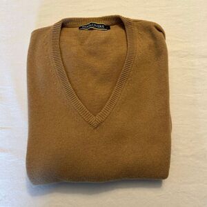 Woolovers V-Neck Long Sleeve Sweater – Camel – Size L 100% Certified Wool